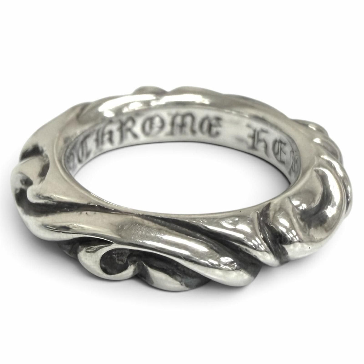 Chrome Hearts Scroll Band Ring Silver