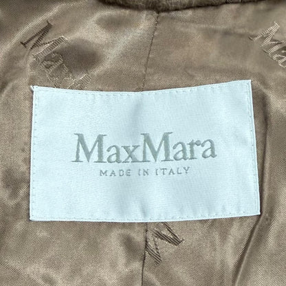 Max Mara Teddy Bear Icon Coat Alpaca Silk Blend Logo Button Brown Garment XS — view 7