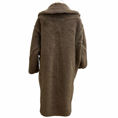 Max Mara Teddy Bear Icon Coat Alpaca Silk Blend Logo Button Brown Garment XS — view 4