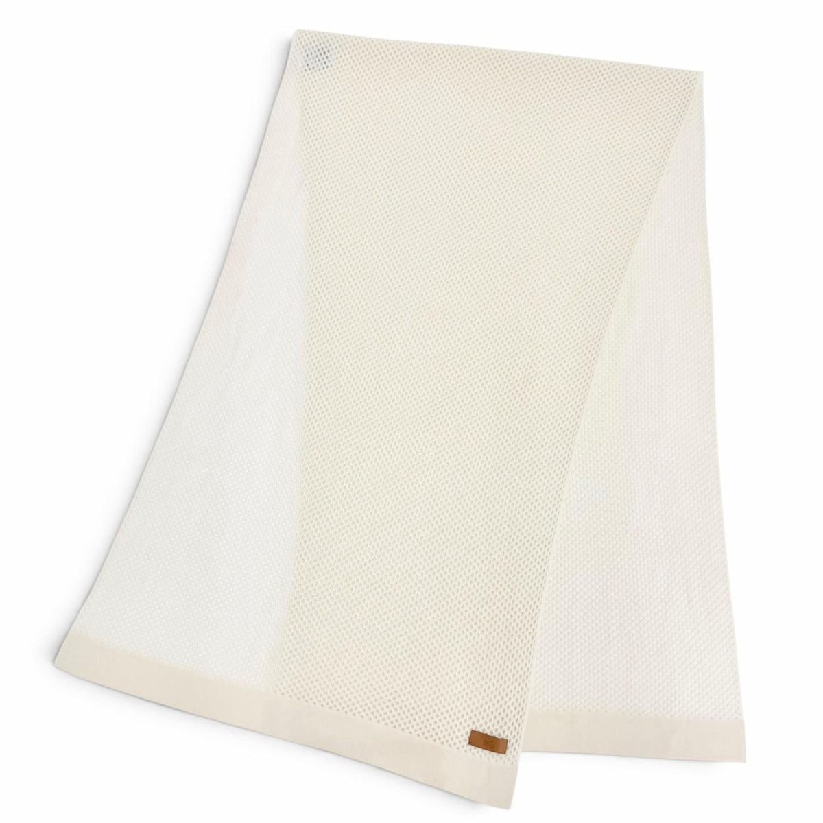 Hermes Maille Filet Cashmere 100% Logo Leather Shawl Scarf with Emblem Ivory — view 3