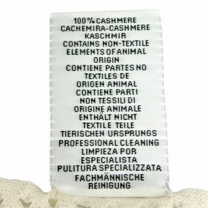 Hermes Maille Filet Cashmere 100% Logo Leather Shawl Scarf with Emblem Ivory — view 7