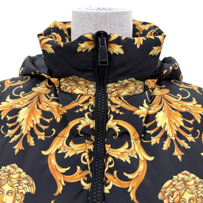 Versace Medusa Belt Baroque Long Length Down Coat Black Gold 36 — view 2