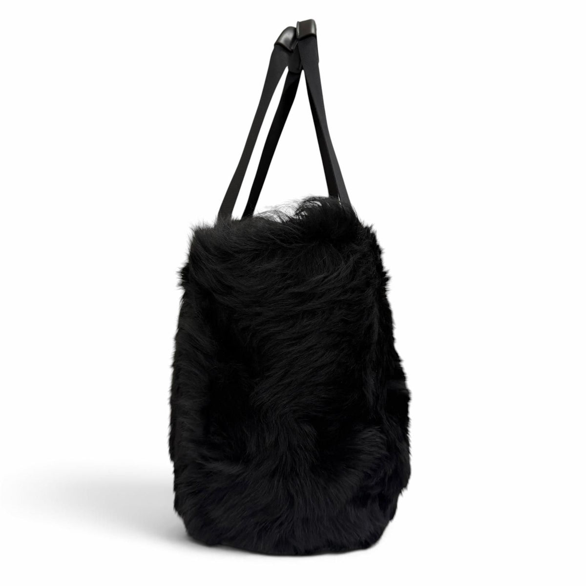 Moncler Caradoc Logo Patch Eco Fur Leather Tote Bag Black — view 4