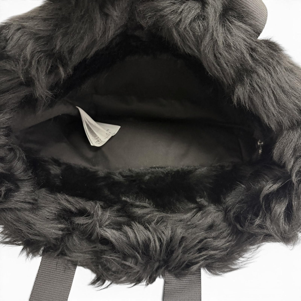 Moncler Caradoc Logo Patch Eco Fur Leather Tote Bag Black — view 6