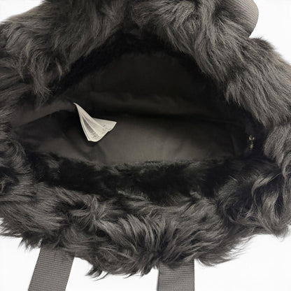 Moncler Caradoc Logo Patch Eco Fur Leather Tote Bag Black — view 6