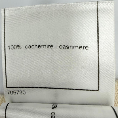 Chanel 04C Cashmere 100% CC Logo Embossed Cropped Short Sleeve Knit Beige 36 — view 7