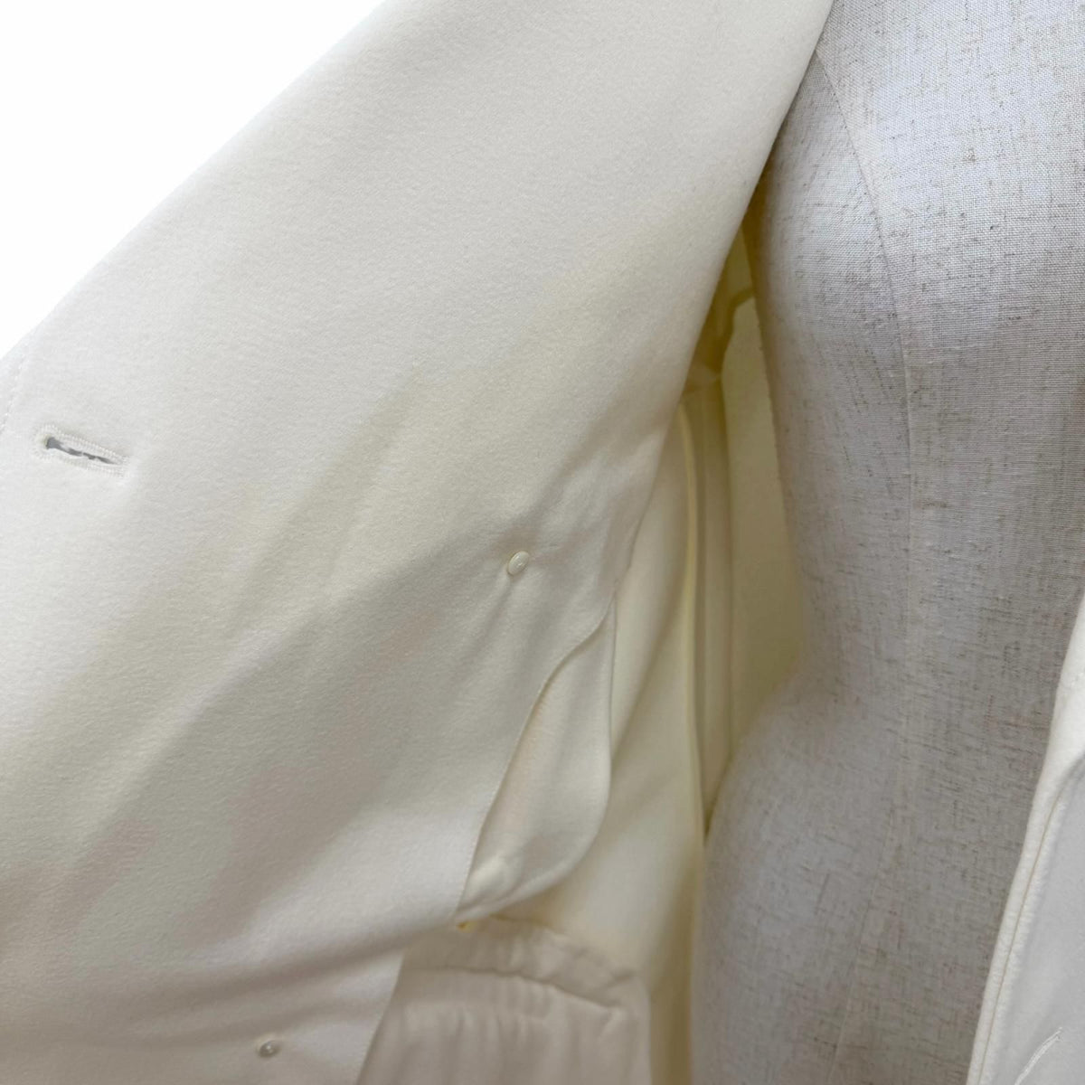 Chanel Wool Cashmere CC Logo Button Long Length Coat White 46 — view 5