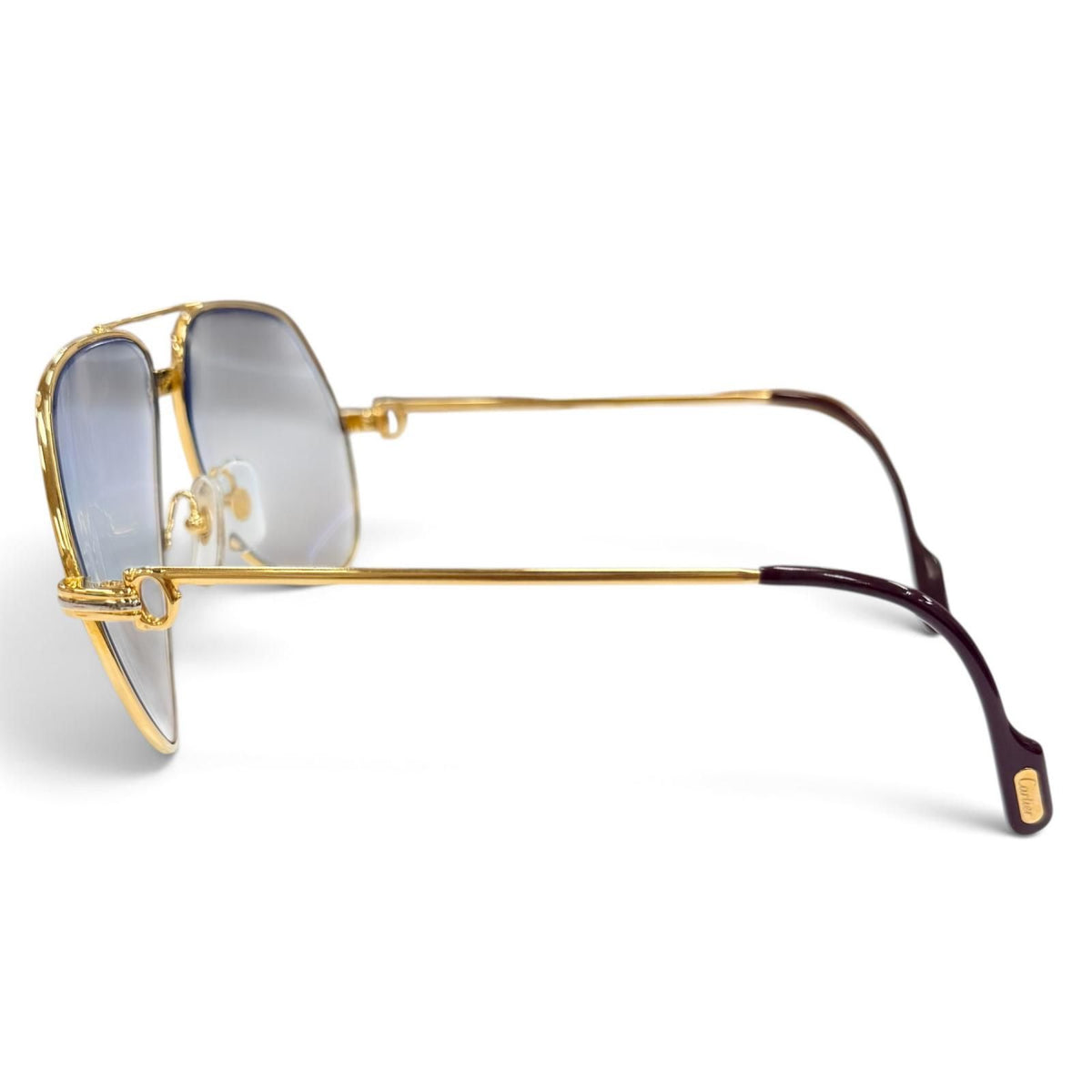 Cartier Vintage Trinity Two Bridge Teardrop Sunglasses Gold Bordeaux Eyewear — view 3