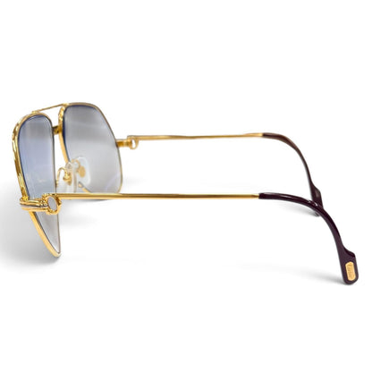 Cartier Vintage Trinity Two Bridge Teardrop Sunglasses Gold Bordeaux Eyewear — view 3