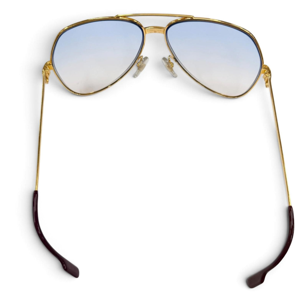 Cartier Vintage Trinity Two Bridge Teardrop Sunglasses Gold Bordeaux Eyewear — view 5
