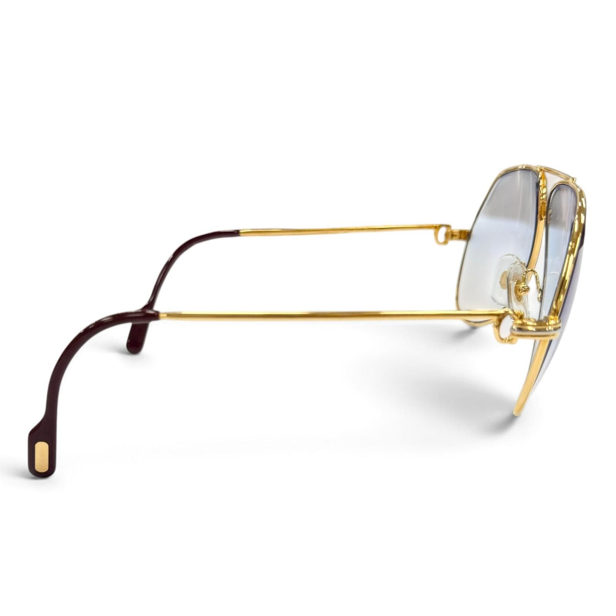 Cartier Vintage Trinity Two Bridge Teardrop Sunglasses Gold Bordeaux Eyewear — view 4