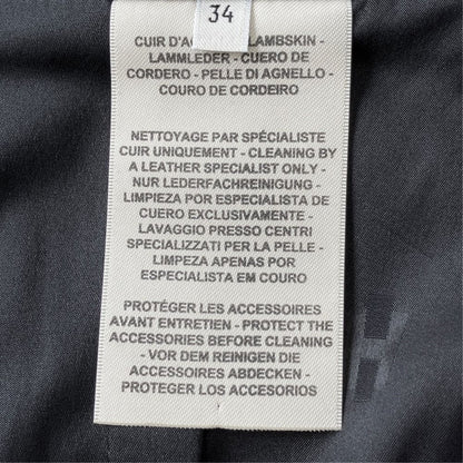 Hermes Lambskin Leather Tapered Pants Side Line Silver Black 34 — view 7