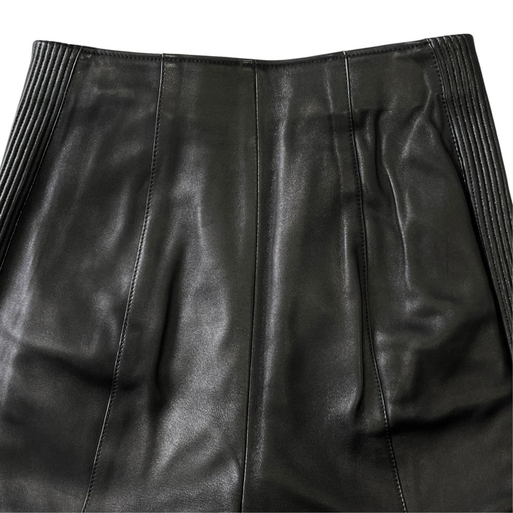 Hermes Lambskin Leather Tapered Pants Side Line Silver Black 34 — view 4
