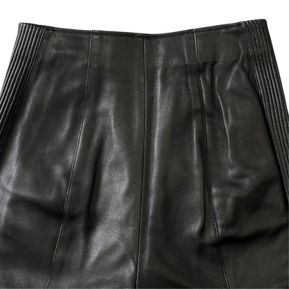 Hermes Lambskin Leather Tapered Pants Side Line Silver Black 34 — view 4