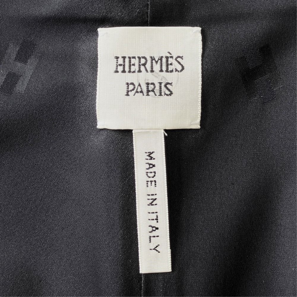 Hermes Lambskin Leather Tapered Pants Side Line Silver Black 34 — view 8