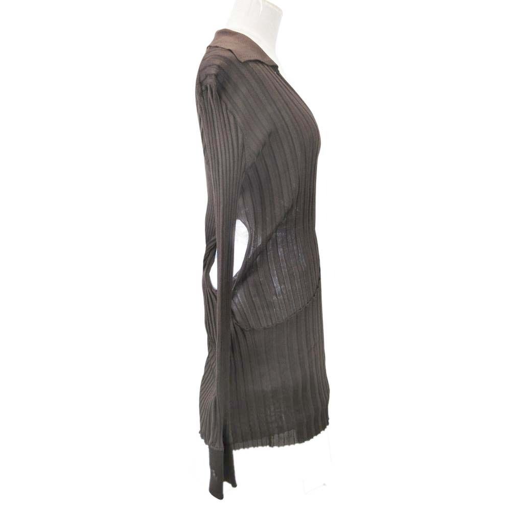 Bottega Veneta Silk Ribbed Knit Shirt Long Sleeve Top Dress Layered Design 38 — view 4
