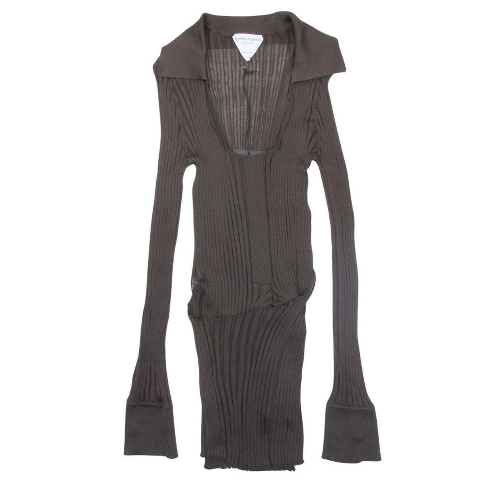 Bottega Veneta Silk Ribbed Knit Shirt Long Sleeve Top Dress Layered Design 38 — view 5