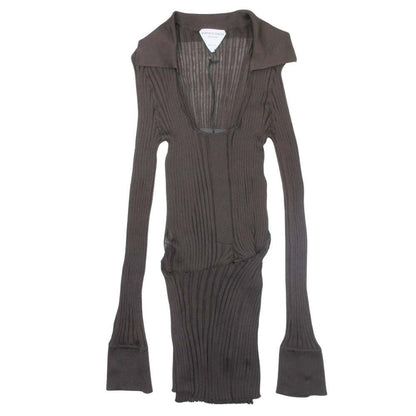 Bottega Veneta Silk Ribbed Knit Shirt Long Sleeve Top Dress Layered Design 38 — view 5