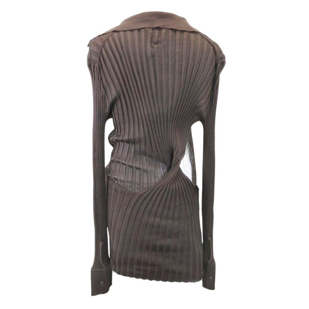 Bottega Veneta Silk Ribbed Knit Shirt Long Sleeve Top Dress Layered Design 38 — view 3