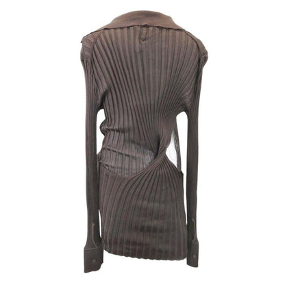 Bottega Veneta Silk Ribbed Knit Shirt Long Sleeve Top Dress Layered Design 38 — view 3