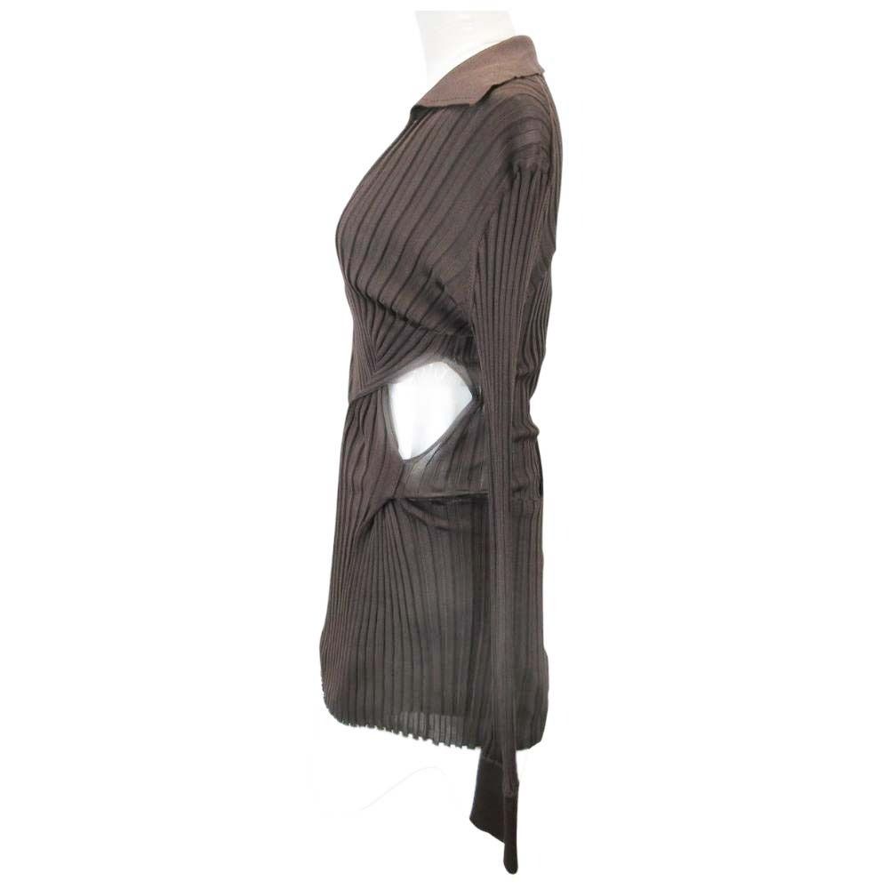 Bottega Veneta Silk Ribbed Knit Shirt Long Sleeve Top Dress Layered Design 38 — view 2