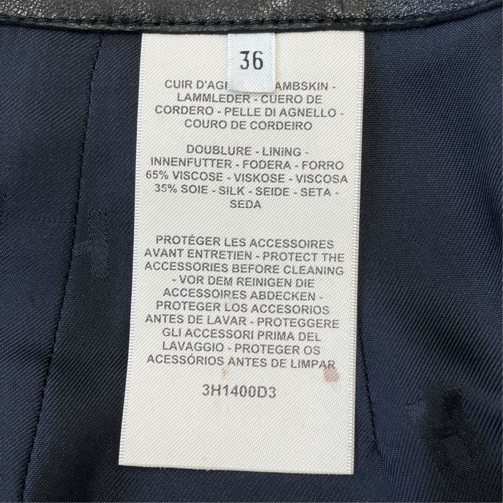 Hermes Lambskin Leather Pants Belted Side Zip Silver Black 36 — view 7