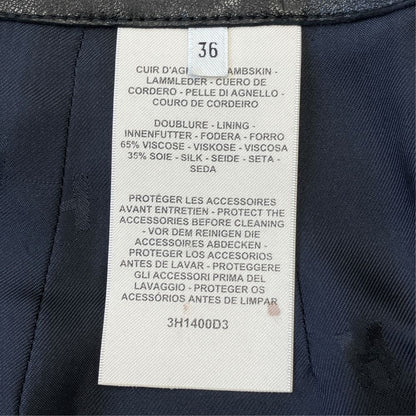 Hermes Lambskin Leather Pants Belted Side Zip Silver Black 36 — view 7