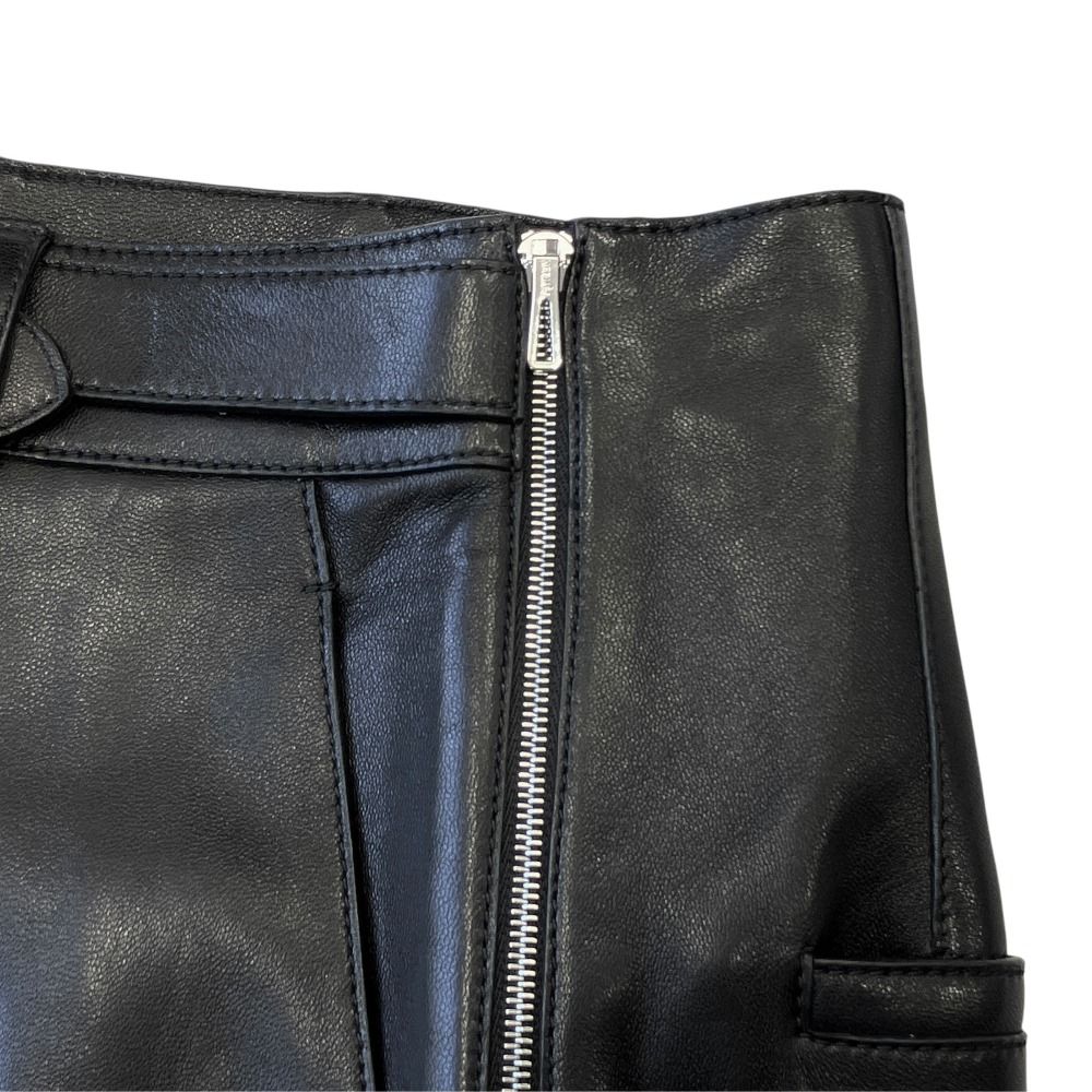 Hermes Lambskin Leather Pants Belted Side Zip Silver Black 36 — view 5