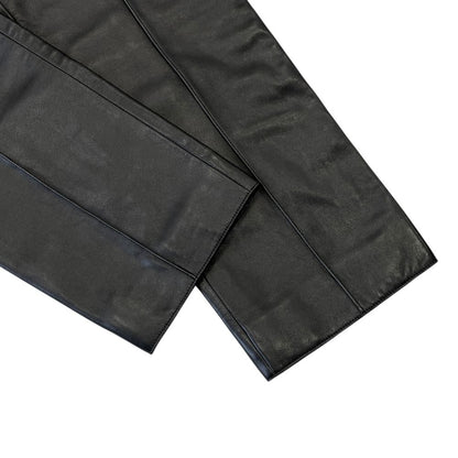 Hermes Lambskin Leather Pants Belted Side Zip Silver Black 36 — view 6