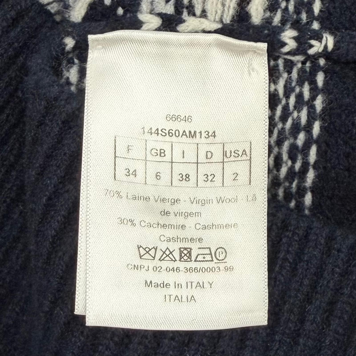 Dior Wool Cashmere Blend Logo Embroidery Nordic Pattern High Neck Sweater 38 — view 7