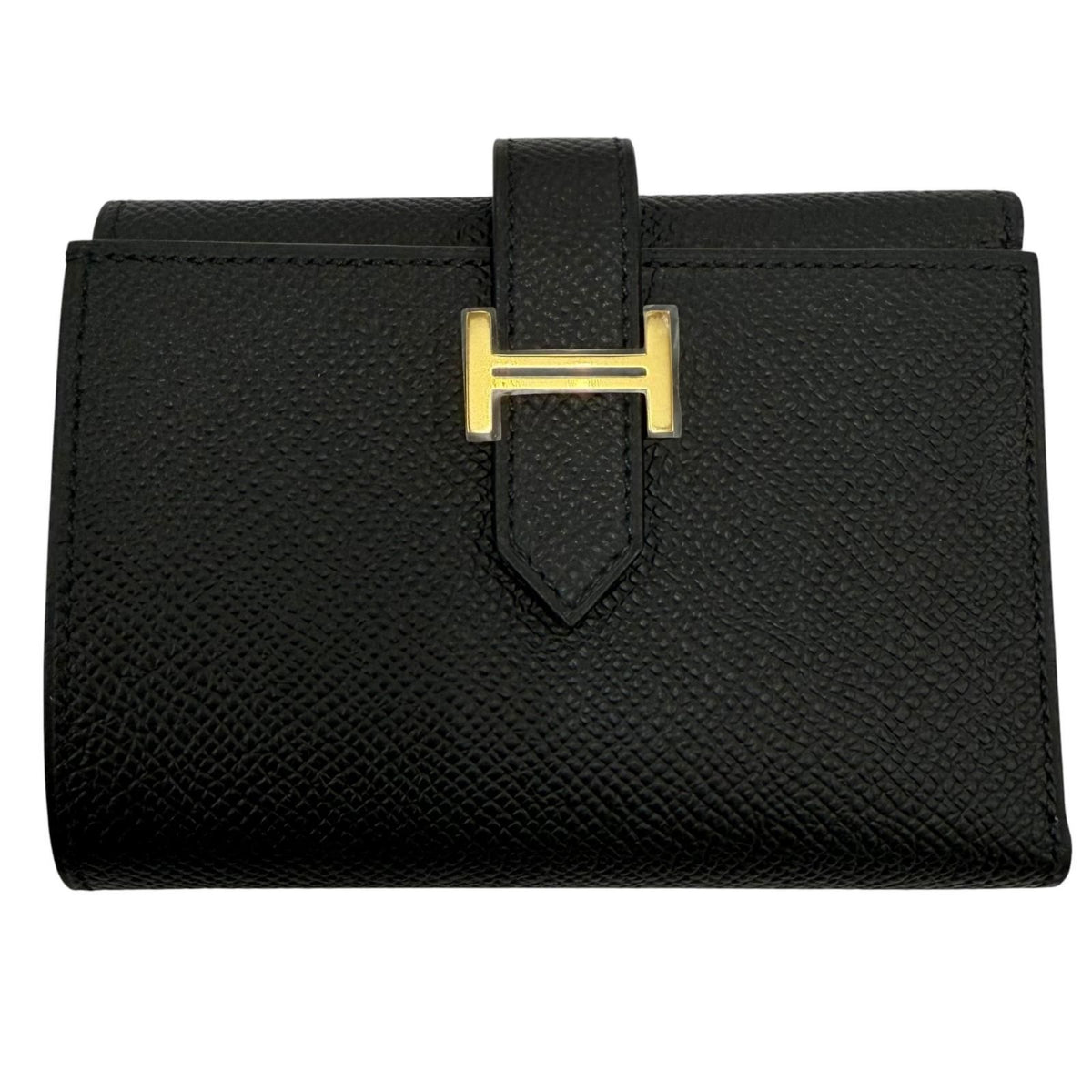 Hermes Bearn Combine Compact Wallet Veau Epsom Gold Trifold Black
