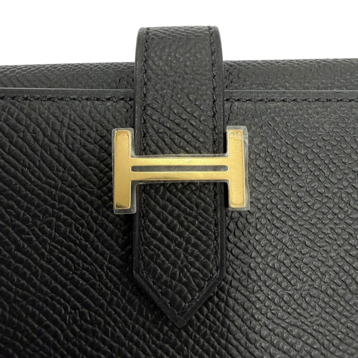 Hermes Bearn Combine Compact Wallet Veau Epsom Gold Trifold Black — view 8
