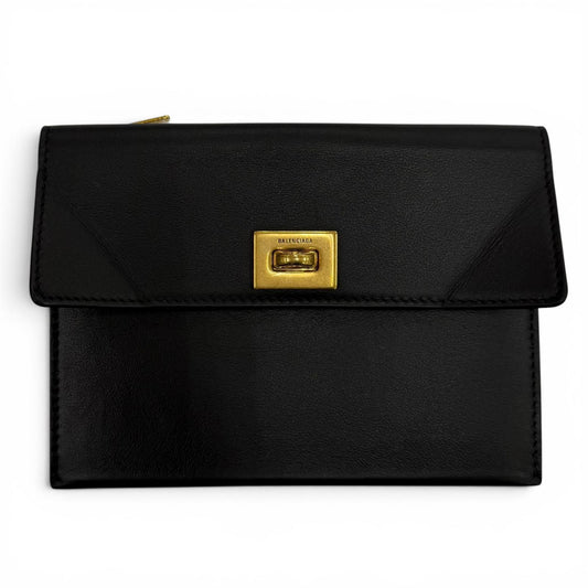 Balenciaga Rodeo Large Coin Card Holder Smooth Calfskin Case Black