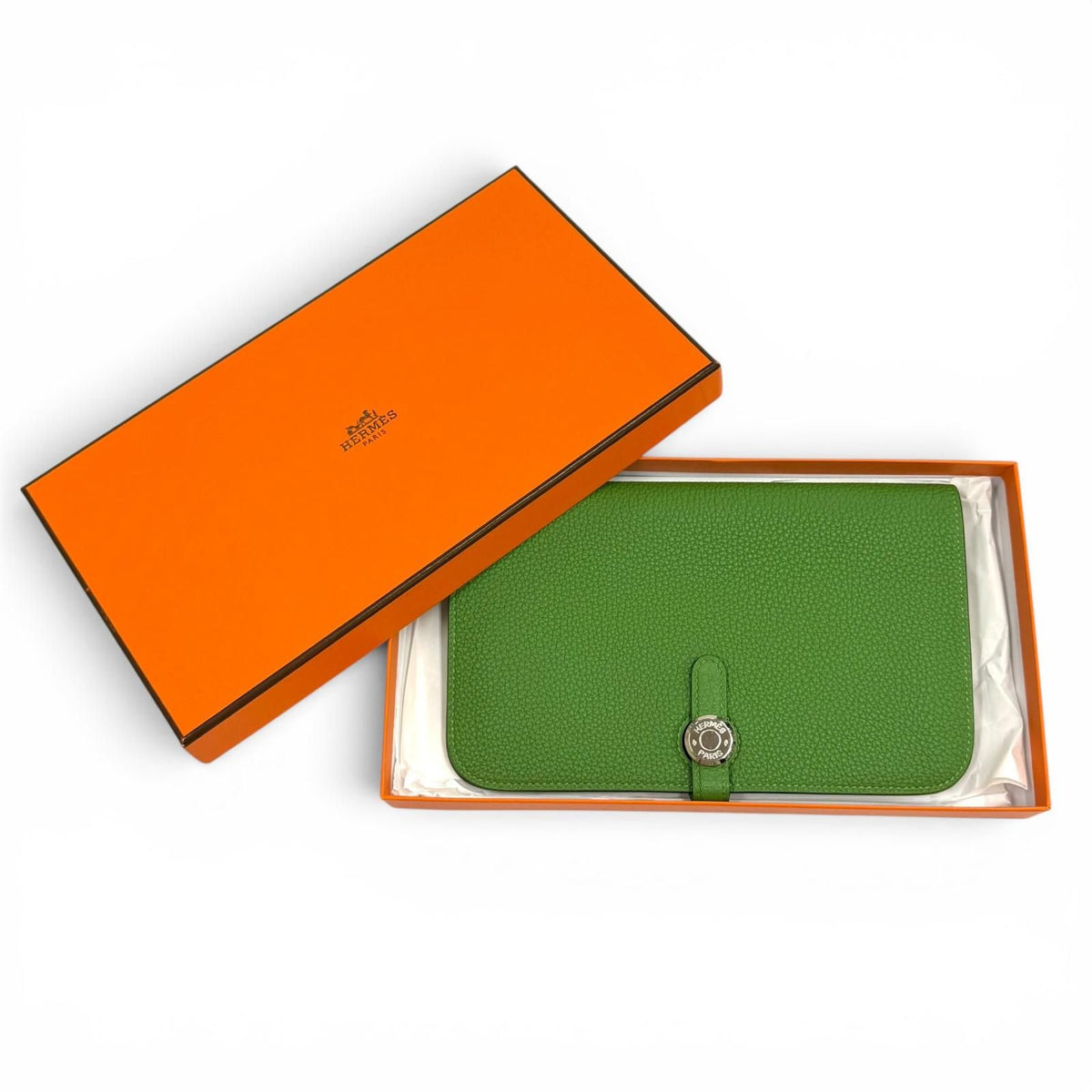Hermes Dogon GM Duo Bamboo Togo Silver Sellier Wallet — view 2