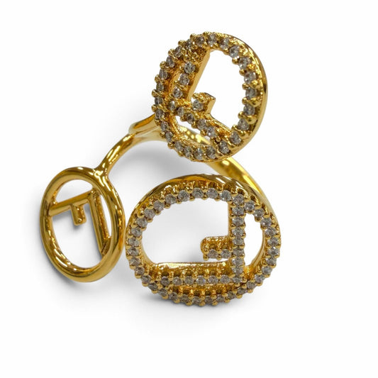 Fendi F is Fendi Rhinestone Ring Gold S JP