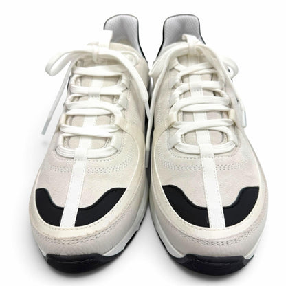 Chanel Suede Leather CC Logo Low-Top Sneakers White — view 3