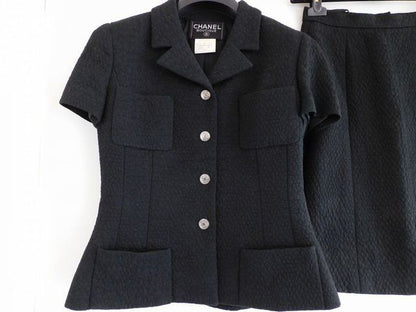 Chanel 97C Set Short Sleeve Jacket Skirt Black Suit 38 — view 2