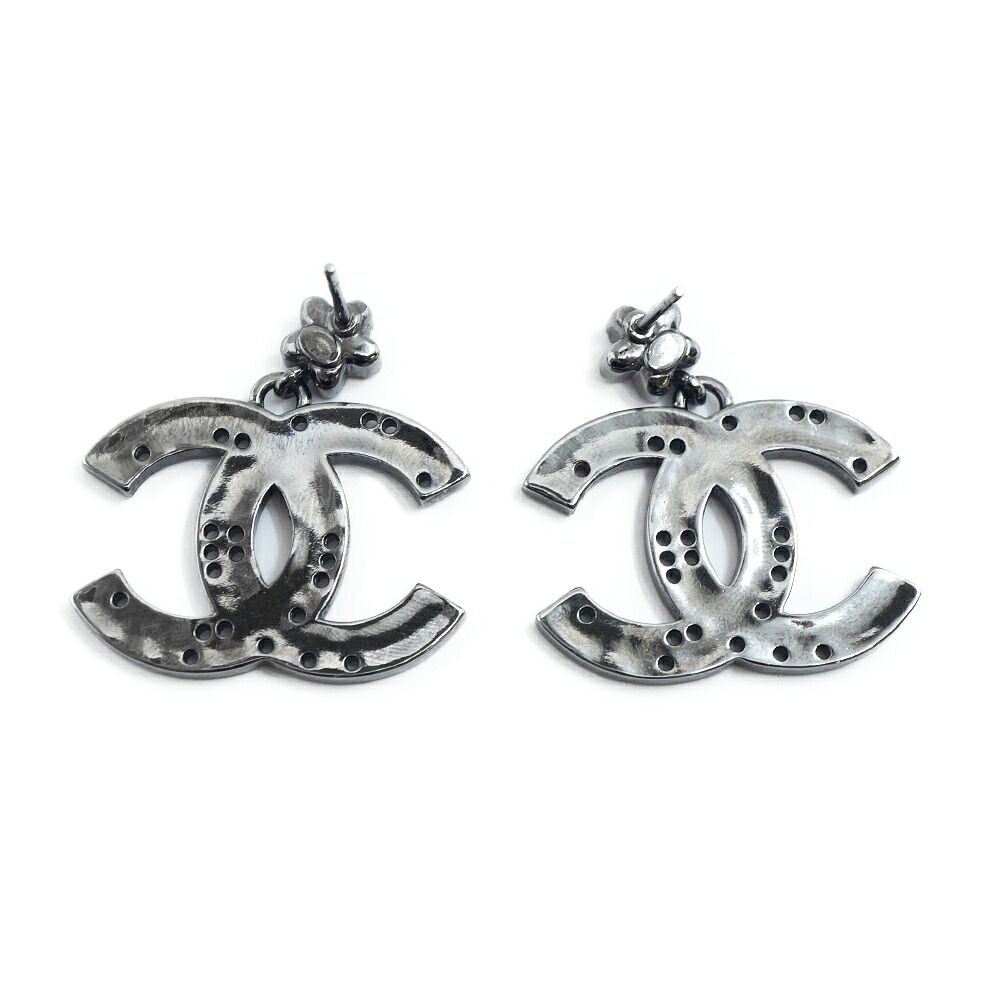 Chanel Earrings CC Logo Star Silver Metal — view 2