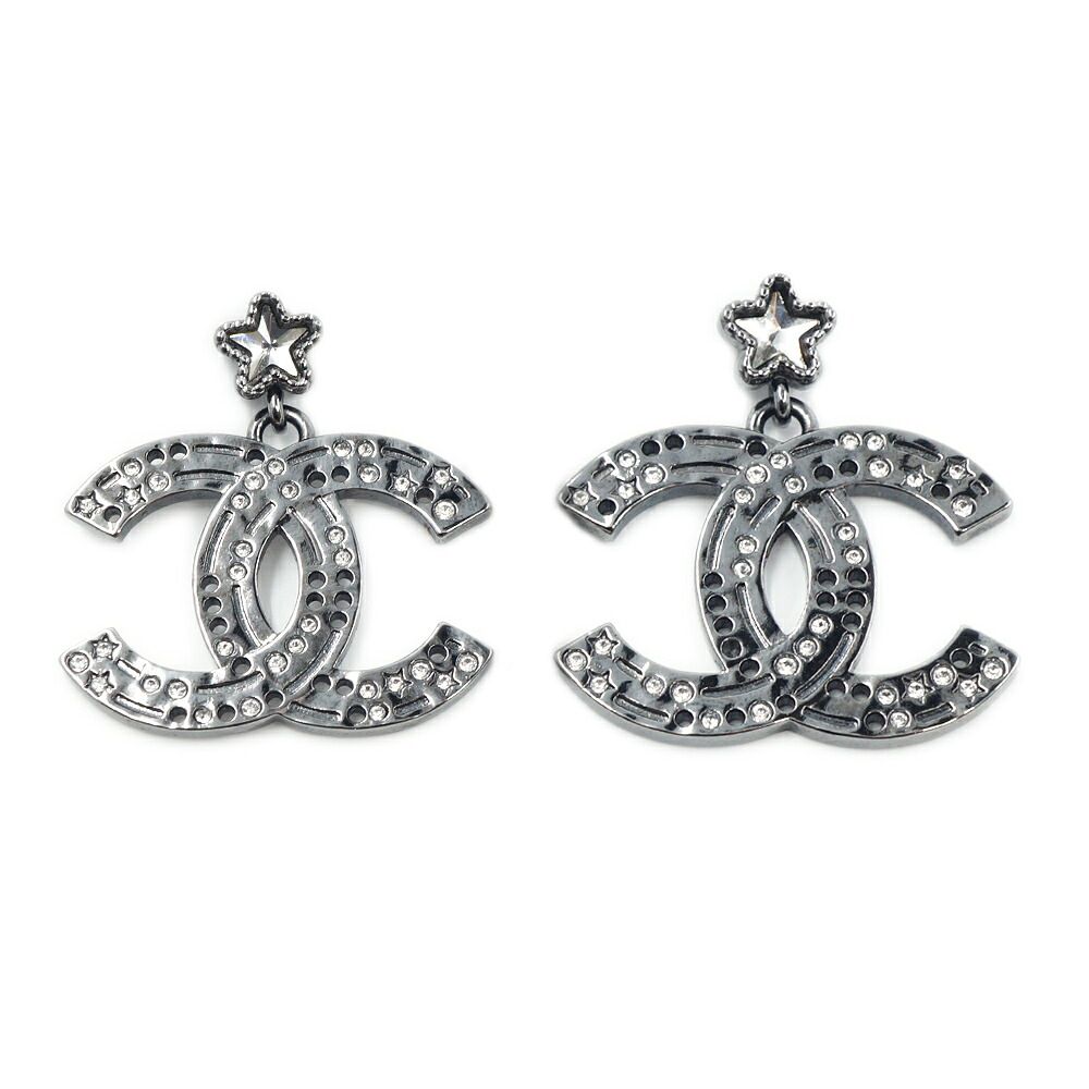 Chanel Earrings CC Logo Star Silver Metal