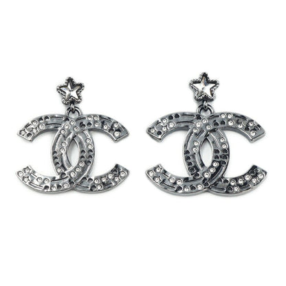 Chanel Earrings CC Logo Star Silver Metal