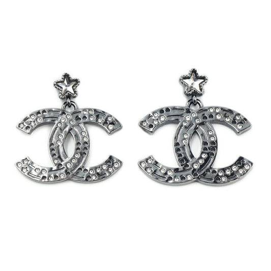 Chanel Earrings CC Logo Star Silver Metal