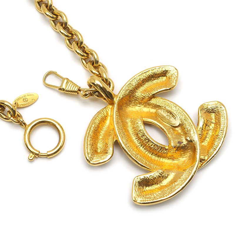 Chanel Quilted CC Logo Long Chain Necklace Gold — view 3