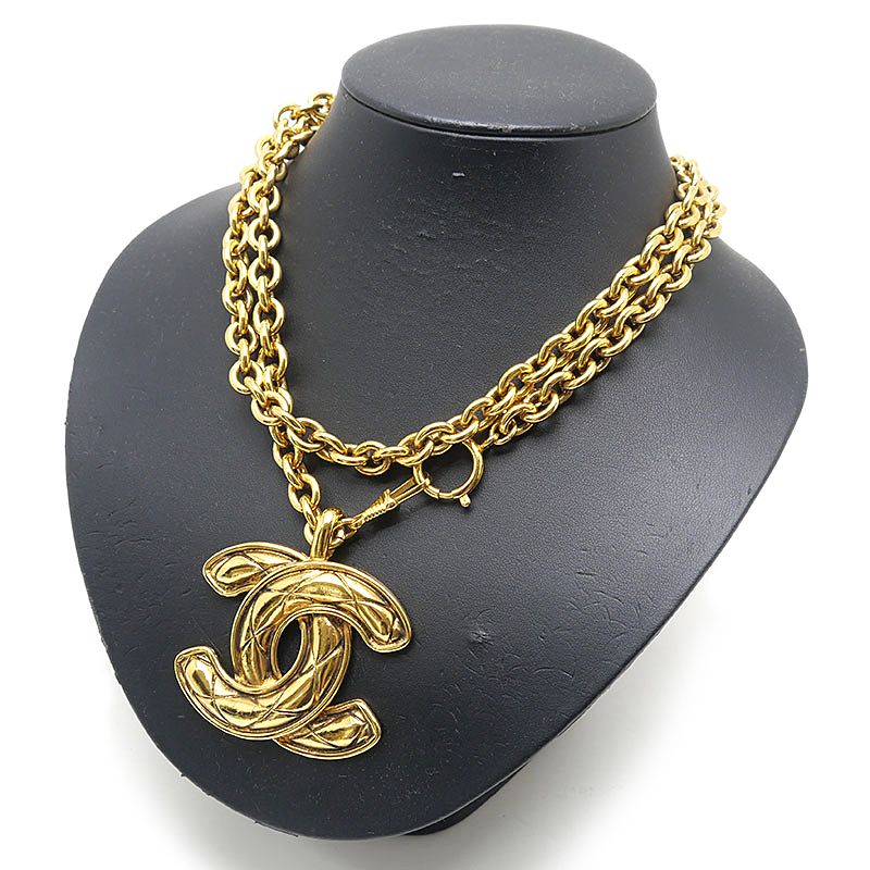 Chanel Quilted CC Logo Long Chain Necklace Gold — view 6