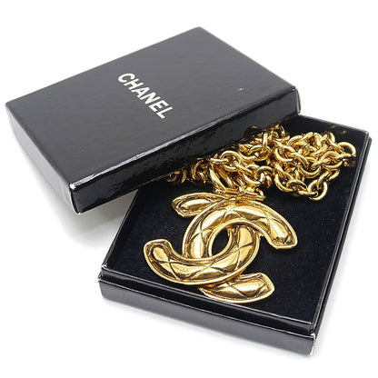 Chanel Quilted CC Logo Long Chain Necklace Gold — view 7