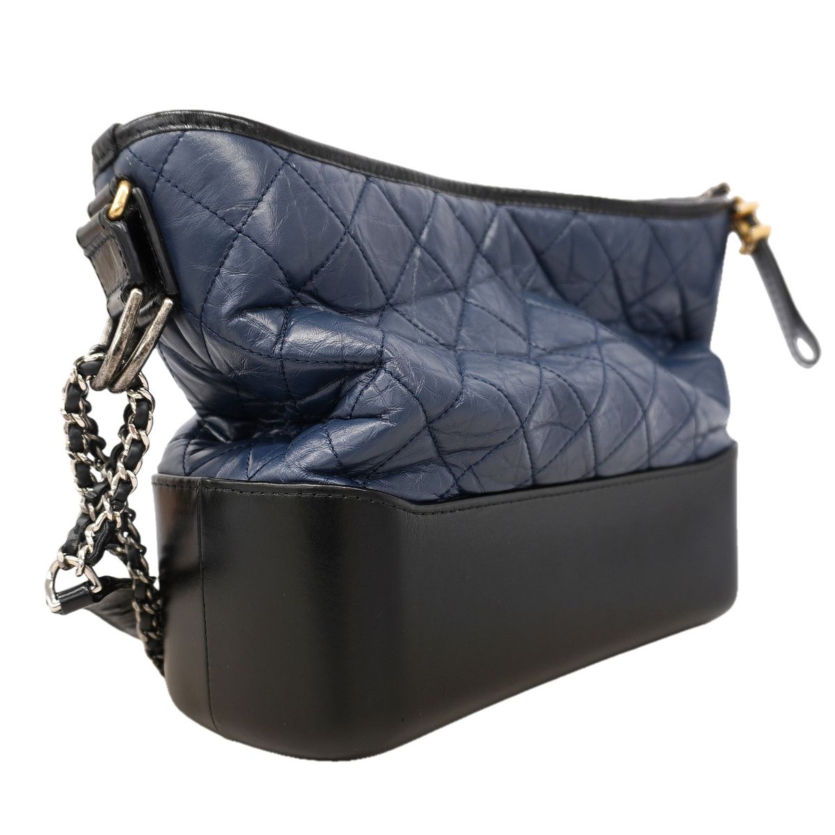 Chanel Shoulder Bag Gabrielle Hobo Leather Navy Black Gold Silver — view 2