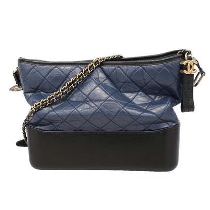 Chanel Shoulder Bag Gabrielle Hobo Leather Navy Black Gold Silver