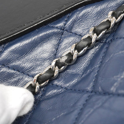 Chanel Shoulder Bag Gabrielle Hobo Leather Navy Black Gold Silver — view 7