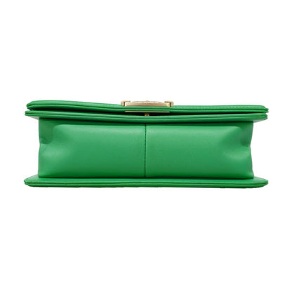 Chanel Shoulder Bag Boy V-stitch Lambskin Green Champagne Gold — view 3