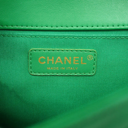 Chanel Shoulder Bag Boy V-stitch Lambskin Green Champagne Gold — view 5