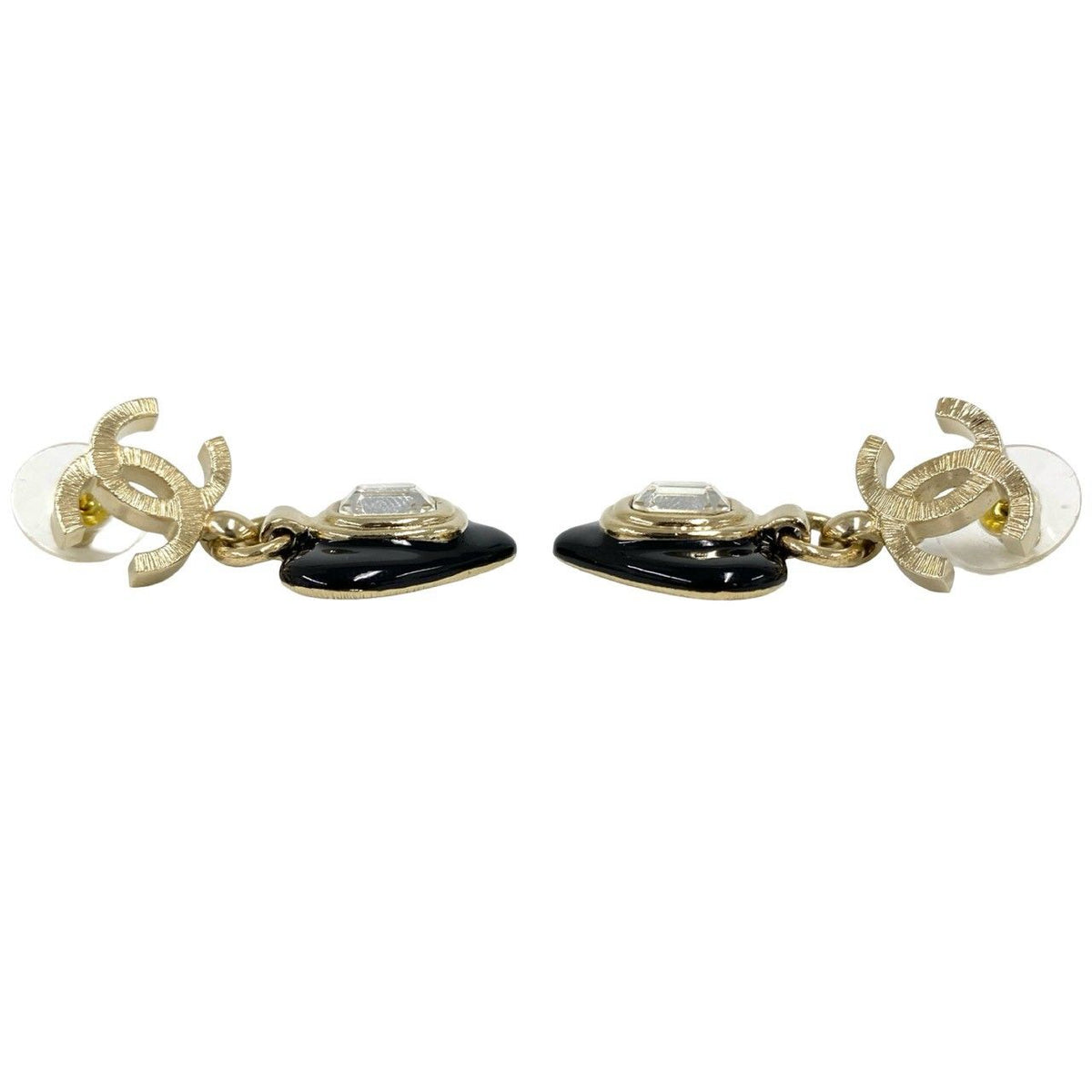 Chanel With Rice CC Logo Heart Bijou Earrings Gold — view 5